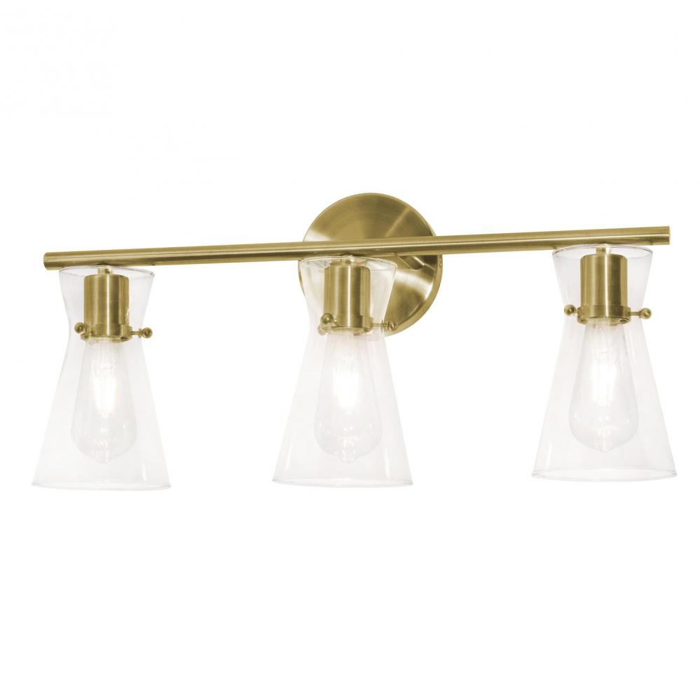 AMANDA VANITY MEDIUM BASE; SATIN BRASS; CLEAR