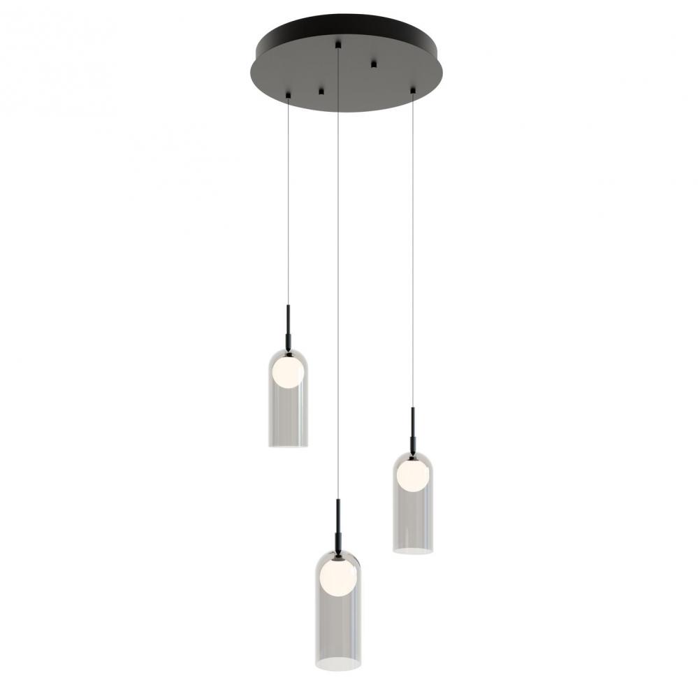 Kiran 3 Light Round Pendant MB 120V,BK