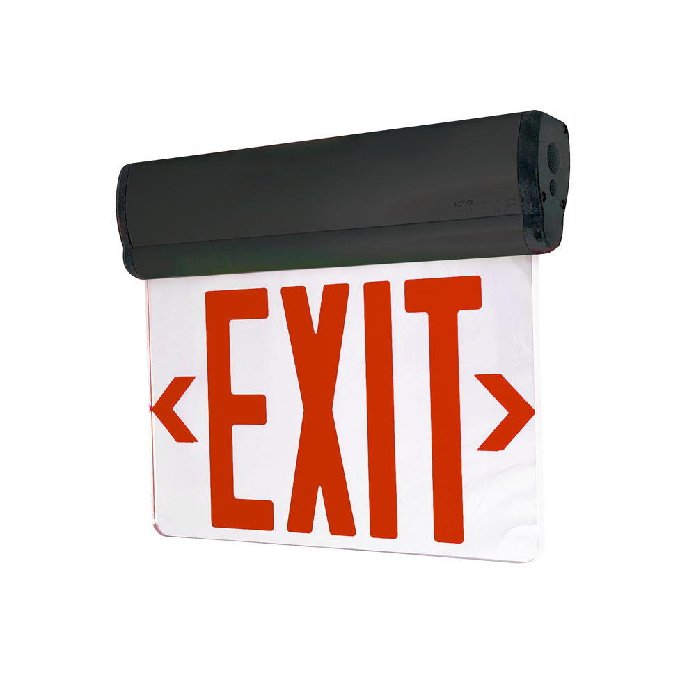 Surface Adjustable LED Edge-Lit Exit Sign, AC Only, 6" Red Letters, Double Face / Mirrored