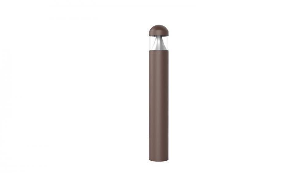 BOLLARD 44in ROUND FLAT TOP LOUVER CLEAR LENS ADJ. 12-22W 30/40/50K, BRONZE