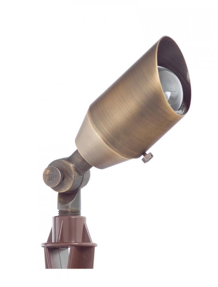 SOLID BRASS LANDSCAPE UPLIGHT 5W, 12V AC/DC, IP65, 300LM, 3000K, 90°~10° ADJ, ANTIQUE BRONZE