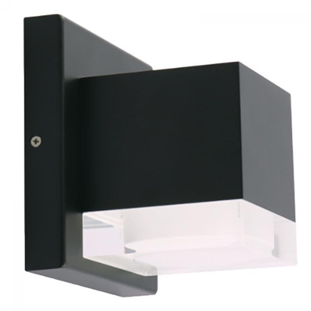 DECORATIVE OUTDOOR WALL LIGHT, SOLID ACRYLIC, 1-SIDE, 10W TUNE 30/40/50K C90, BLACK