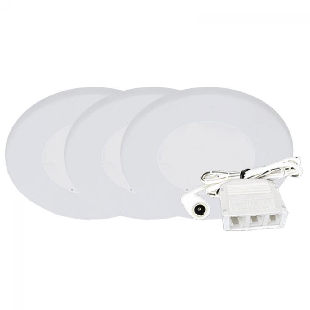 12V 3-PACK KIT SLIM PUCK LIGHT, ETL, 3000K, WHITE