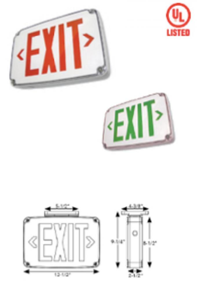 WET LOCATION LED EXIT DOUBLE FACE, GREEN LETTERS, GRAY PANEL