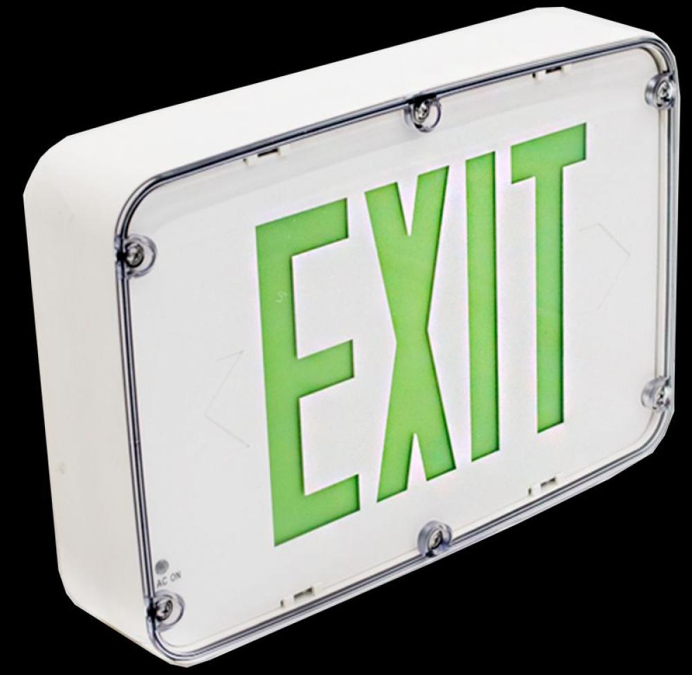 NEMA 4X RATED LED EXIT SIGN, SINGLE FACE, GREEN WHITE