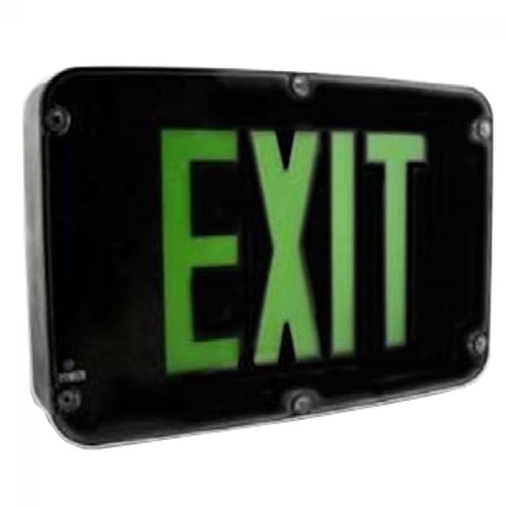 NEMA 4X RATED LED EXIT SIGN, DOUBLE FACE, GREEN BLACK EM INCL.