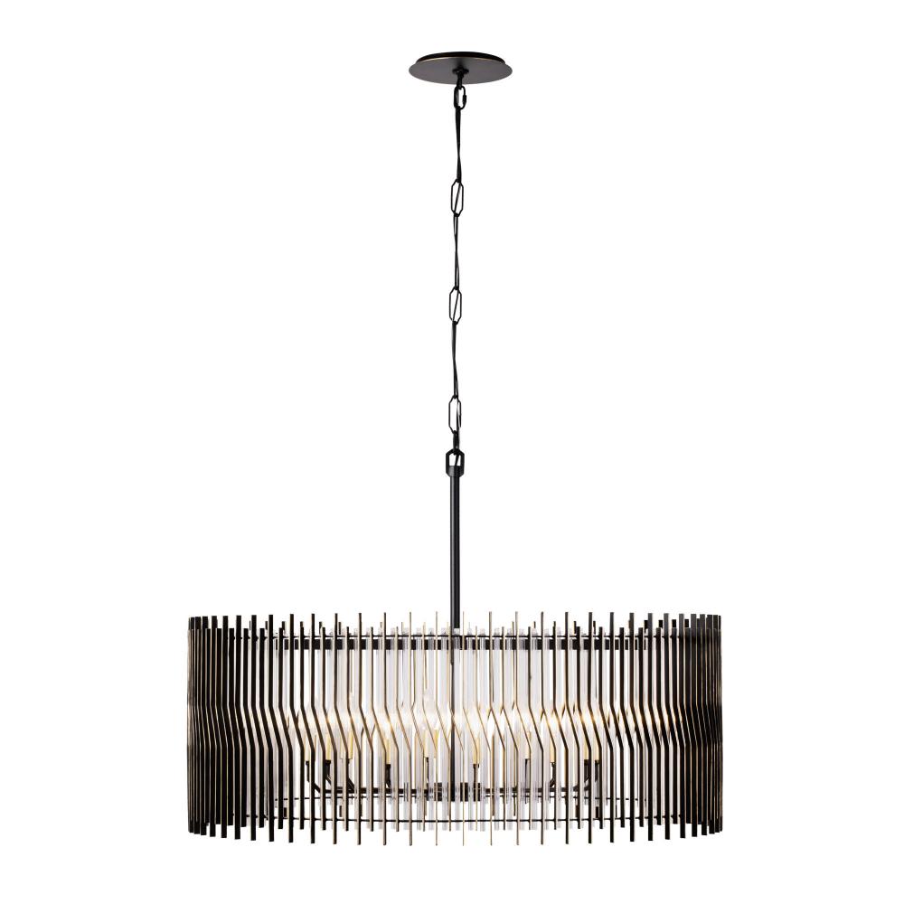 Park Row 10-Lt   Pendant - Matte Black/French Gold