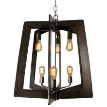 Varaluz 268F06SL - Lofty 6-Lt 2-Tier Foyer Chandelier - Steel/Zebrawood