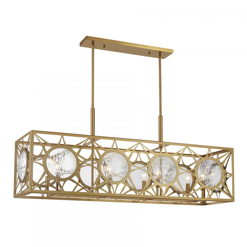 Balfour 8-Light Linear Chandelier in Warm Brass