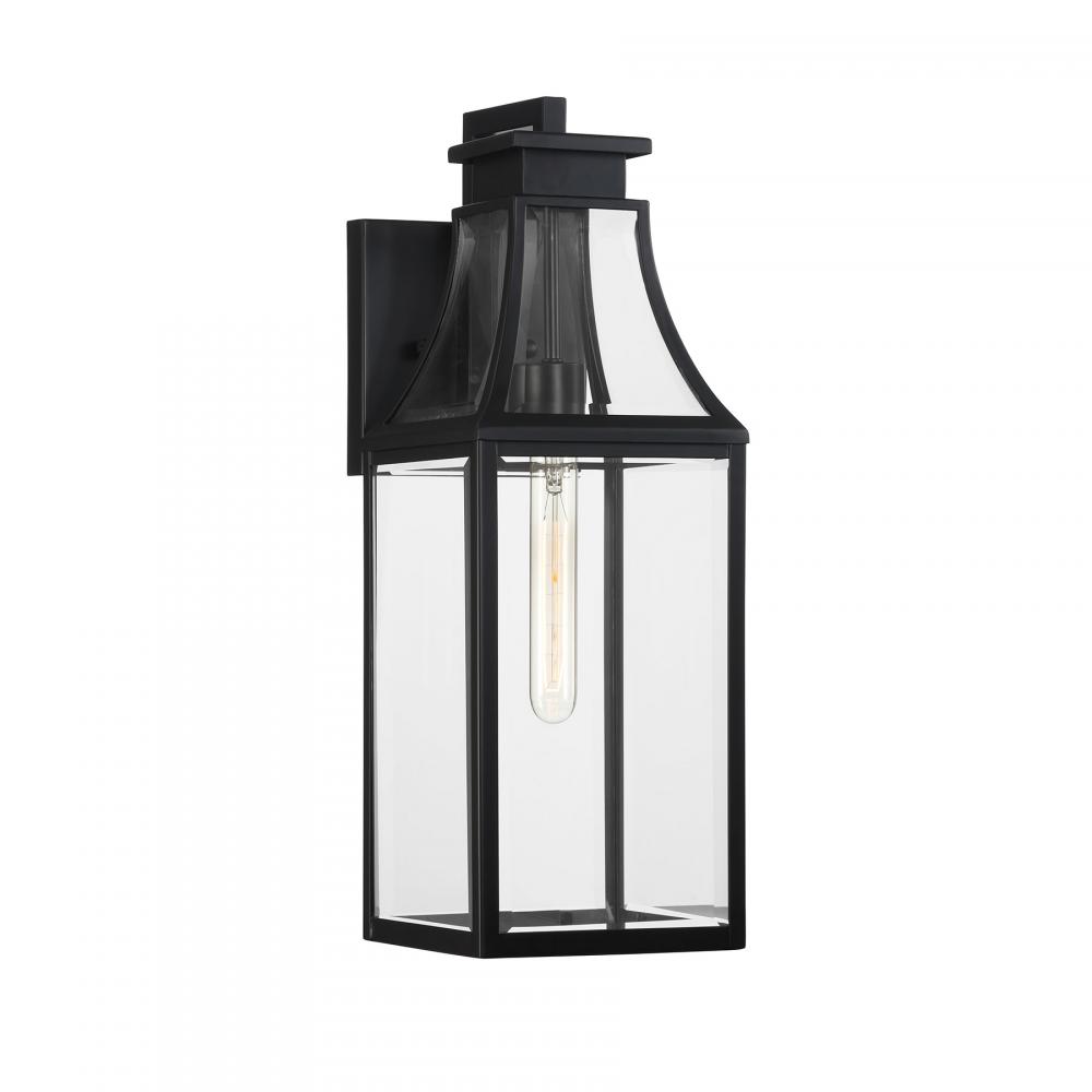 Emery 1-Light Outdoor Wall Lantern in Matte Black