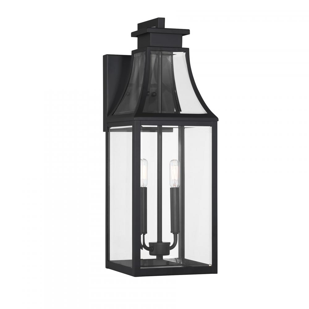 Emery 2-Light Outdoor Wall Lantern in Matte Black