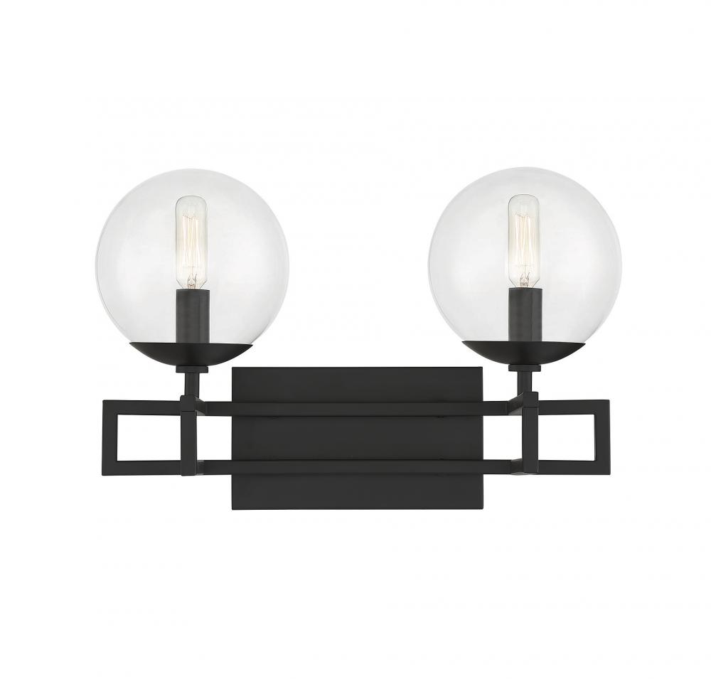 Crosby 2-Light Bathroom Vanity Light in Matte Black