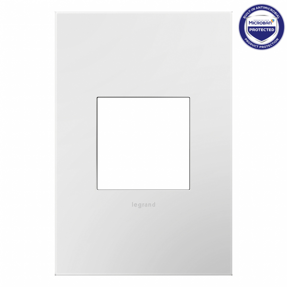 adorne® Matte White One-Gang Screwless Wall Plate with Microban®