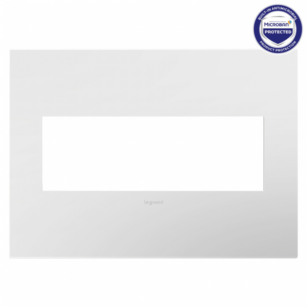 adorne® Gloss White-on-White Three-Gang Screwless Wall Plate with Microban®