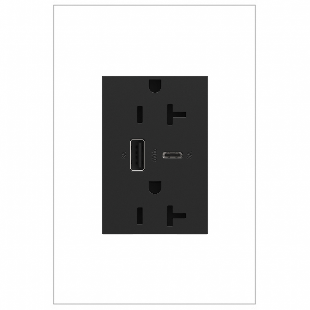 adorne® 20A Tamper-Resistant Ultra-Fast USB Type-A/C Outlet, Graphite