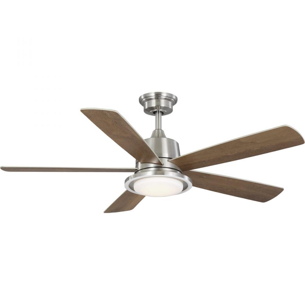 Tarsus Collection 52 in. Five Blade Brushed Nickel Modern Ceiling Fan ...