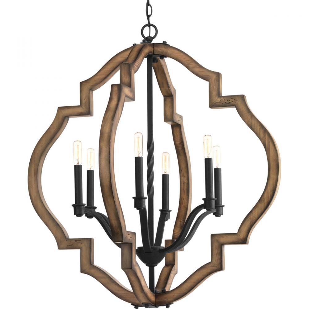 Spicewood Collection Six-Light Gilded Iron Farmhouse Chandelier Light