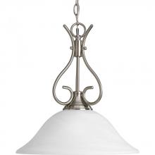 Progress P5091-09 - Alabaster Glass One-Light Brushed Nickel Traditional Pendant Light