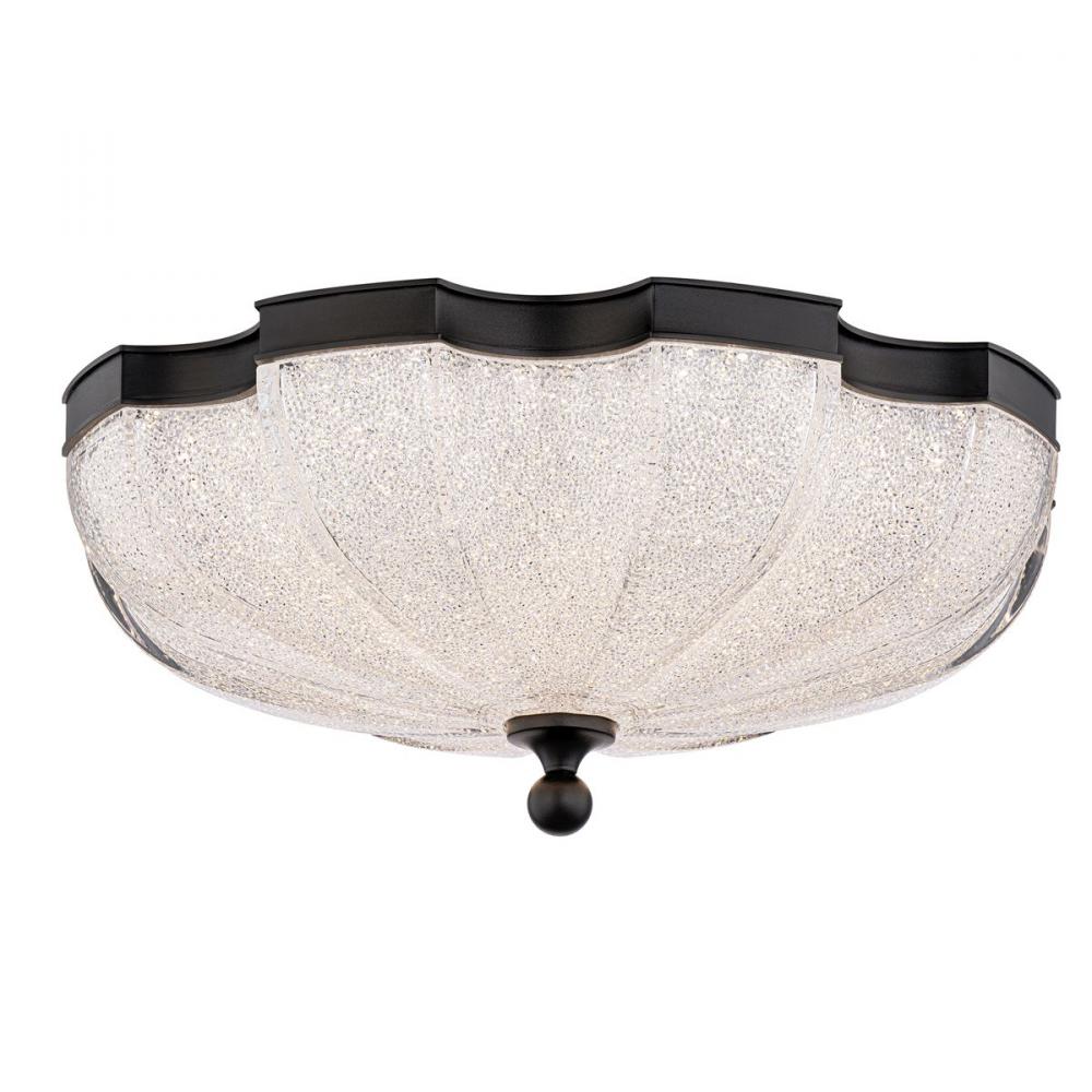 Cupola 16in 120/277V LED Flush Mount in Black with Radiance Crystal Dust