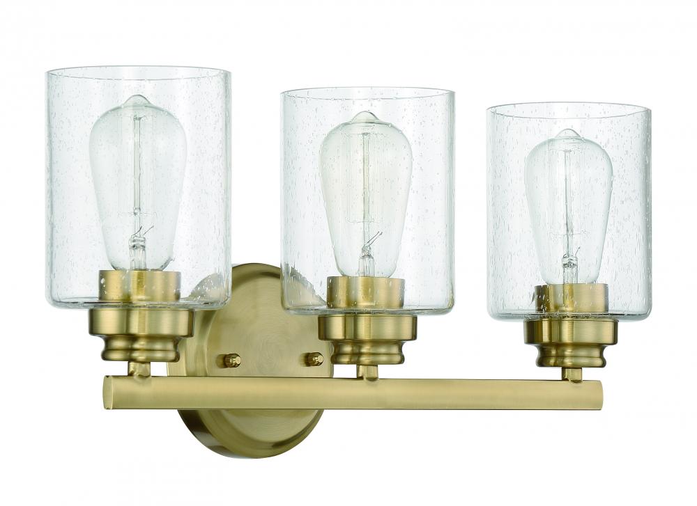 Bolden 3 Light Vanity in Satin Brass