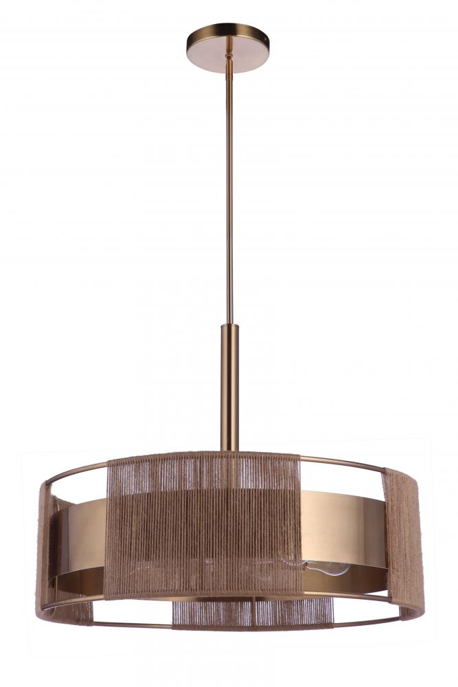 Kensey 6 Light Pendant in Satin Brass