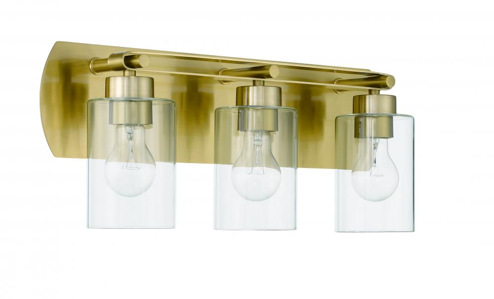 Hendrix 3 Light Vanity in Satin Brass