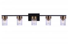 Craftmade 11835FBSB5 - Bond Street 5 Light Vanity in Flat Black/Satin Brass