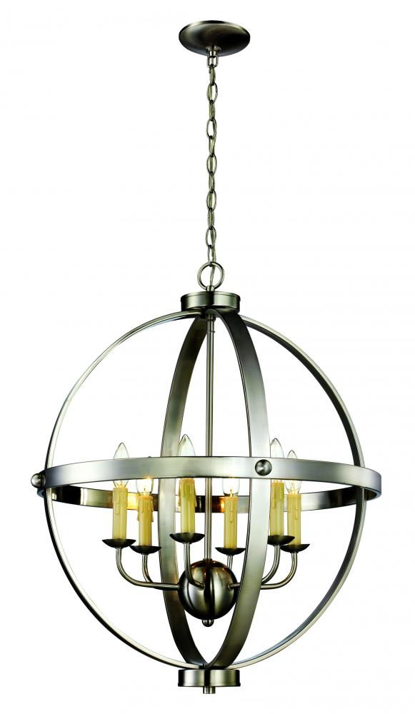 6LT CHANDELIER-RUSTIC AXEL ORB