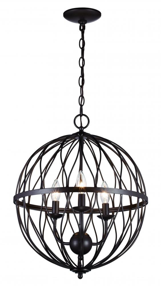 3LT CHANDELIER-ORB CAGE-MED-RO