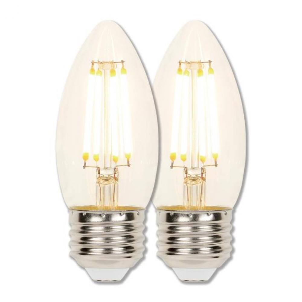 4-1/2W B11 Filament LED Dimmable Clear 2700K E26 (Medium) Base, 120 Volt, Card, 2-Pack