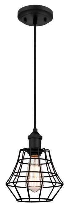 Mini Pendant Matte Black Finish Cage Shade