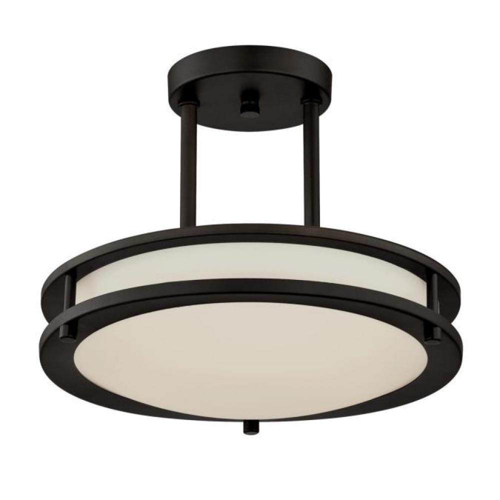 12 in. 15W LED Semi-Flush Oil Rubbed Bronze Finish Acrylic Shade