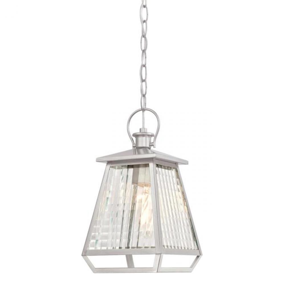 Pendant Nickel Luster Finish Clear Waffle Glass