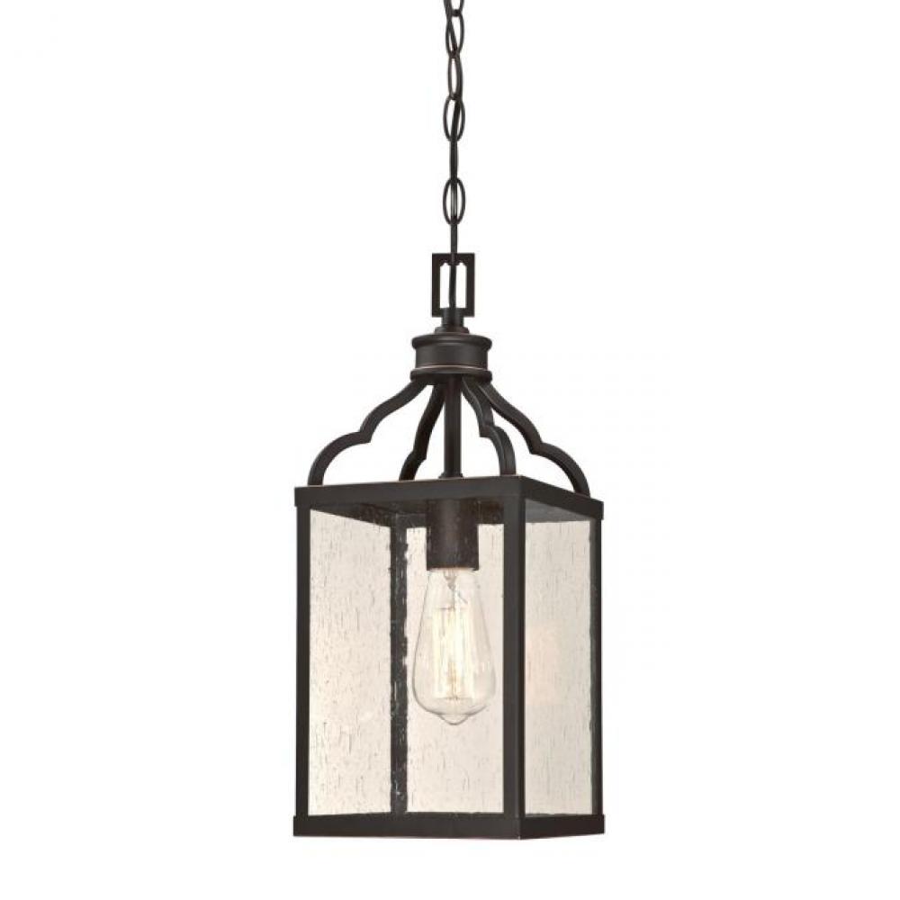 Pendant Oil Rubbed Bronze Finish with Highlights Clear Seeded Glass