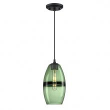 Westinghouse 6118800 - Mini Pendant Matte Black Finish Forest Glass