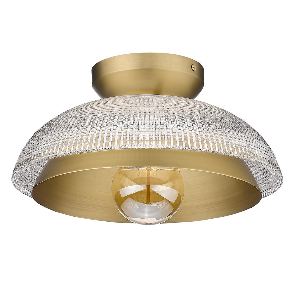 Crawford Flush Mount in Brushed Champagne Bronze with Retro Prism Glass Shade