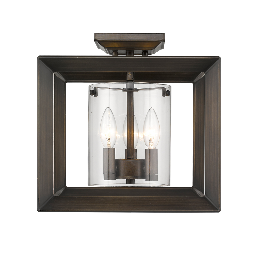 Smyth Semi-Flush (Low Profile) in Gunmetal Bronze with Clear Glass