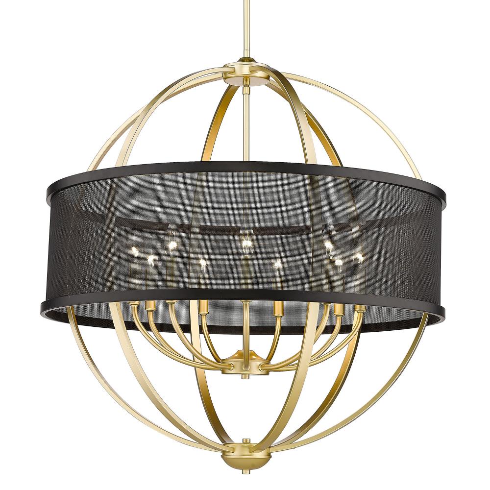 Colson OG 9 Light Chandelier (with Matte Black shade) in Olympic Gold