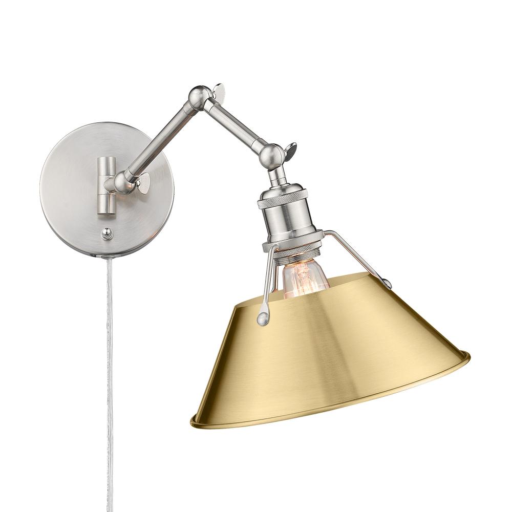 Orwell PW 1 Light Articulating Wall Sconce in Pewter with Brushed Champagne Bronze shade