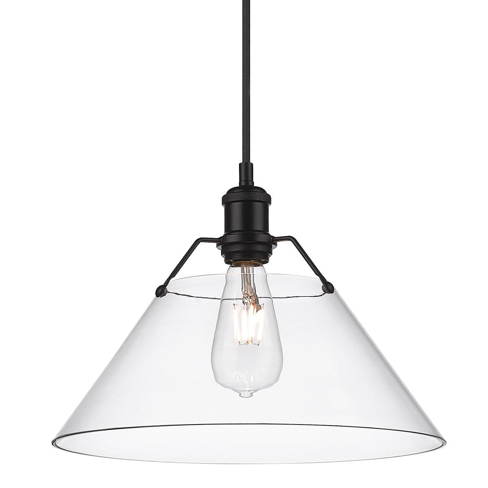 Orwell BLK Large Pendant - 14" in Matte Black with Clear Glass