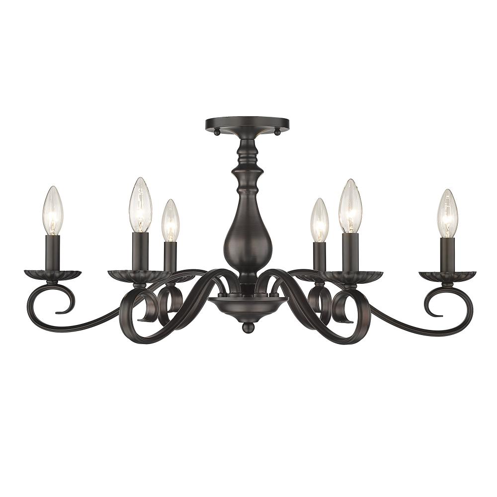 Larrick 6 Light Semi-Flush - Large in Rubbed Bronze