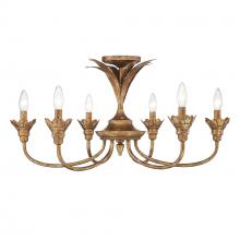 Golden 0846-6SF HG - Lillianne HG 6 Light Semi-Flush in Heirloom Gold