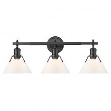 Golden 3306-BA3 BLK-OP - Orwell BLK 3 Light Bath Vanity in Matte Black with Opal Glass