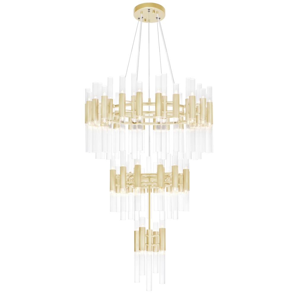 Orgue 123 Light Chandelier With Satin Gold Finish