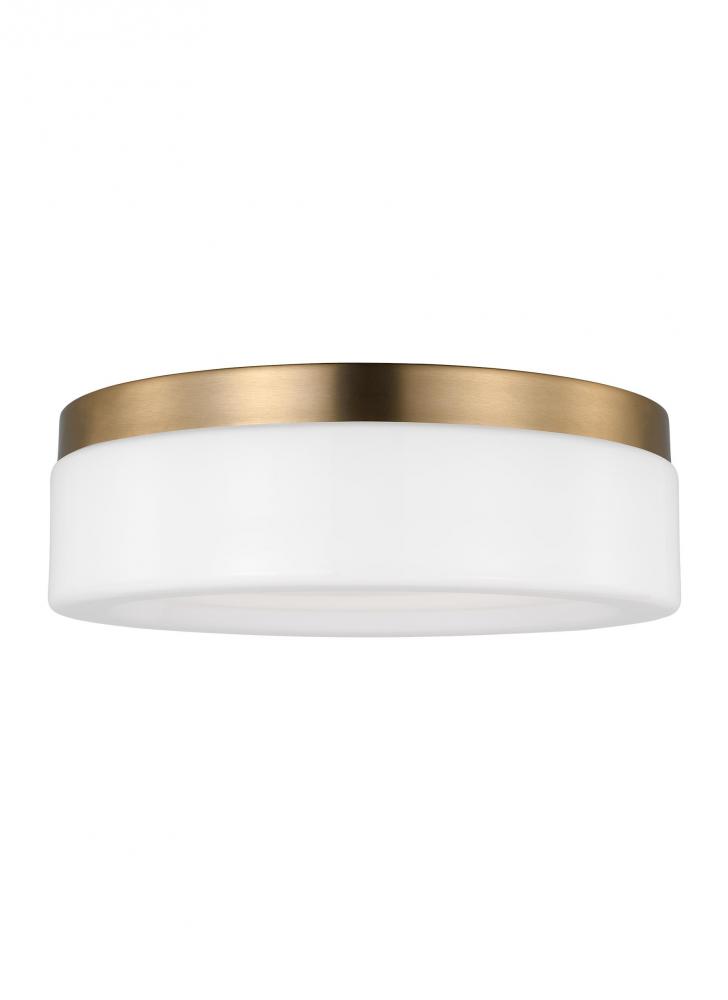 Rhett modern 1-light indoor dimmable medium ceiling flush mount in satin brass gold finish with conc