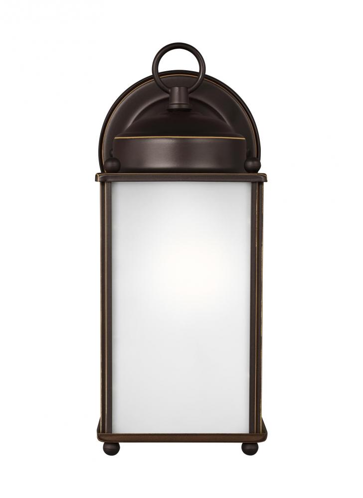 New Castle traditional 1-light outdoor exterior large wall lantern sconce in antique bronze finish w