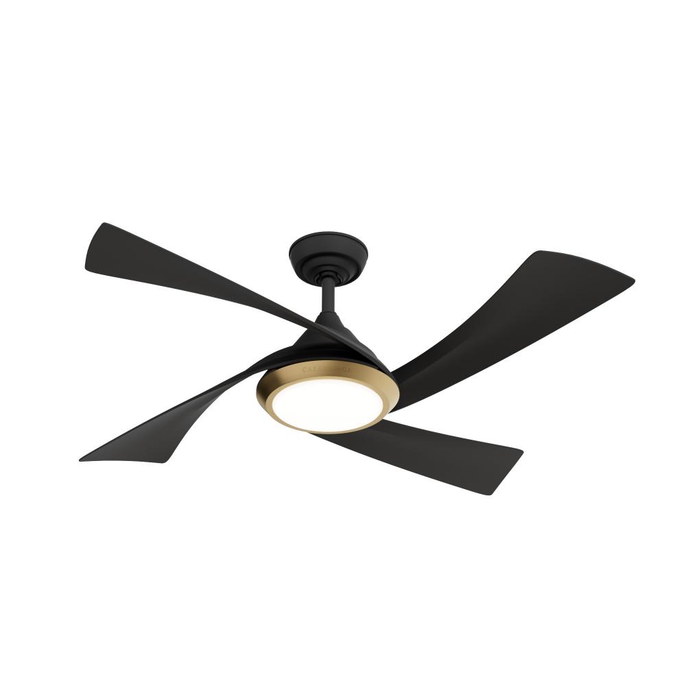 Casablanca 52 inch Vespucci Matte Black Damp Rated Ceiling Fan with LED Light Kit & Handheld Remote