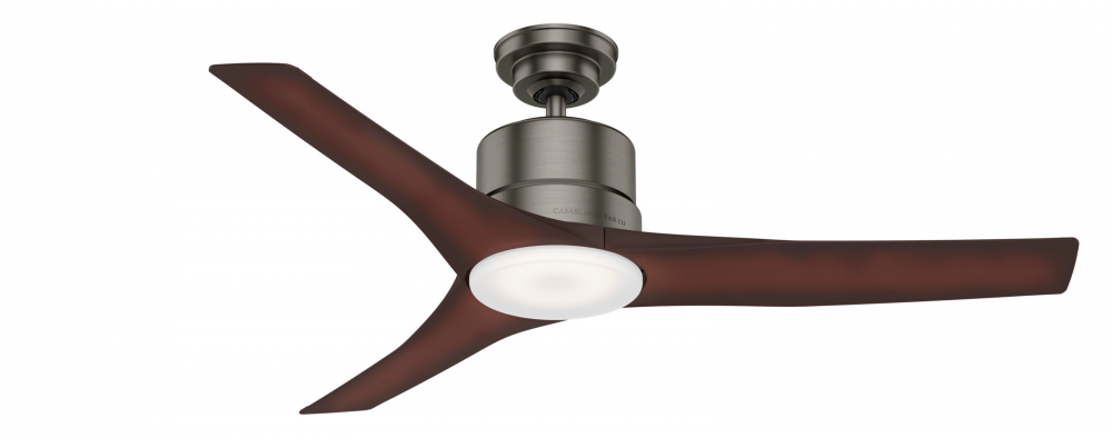 Casablanca 52 inch Piston Brushed Slate Damp Rated Ceiling Fan with LED Light Kit & Handheld Remote