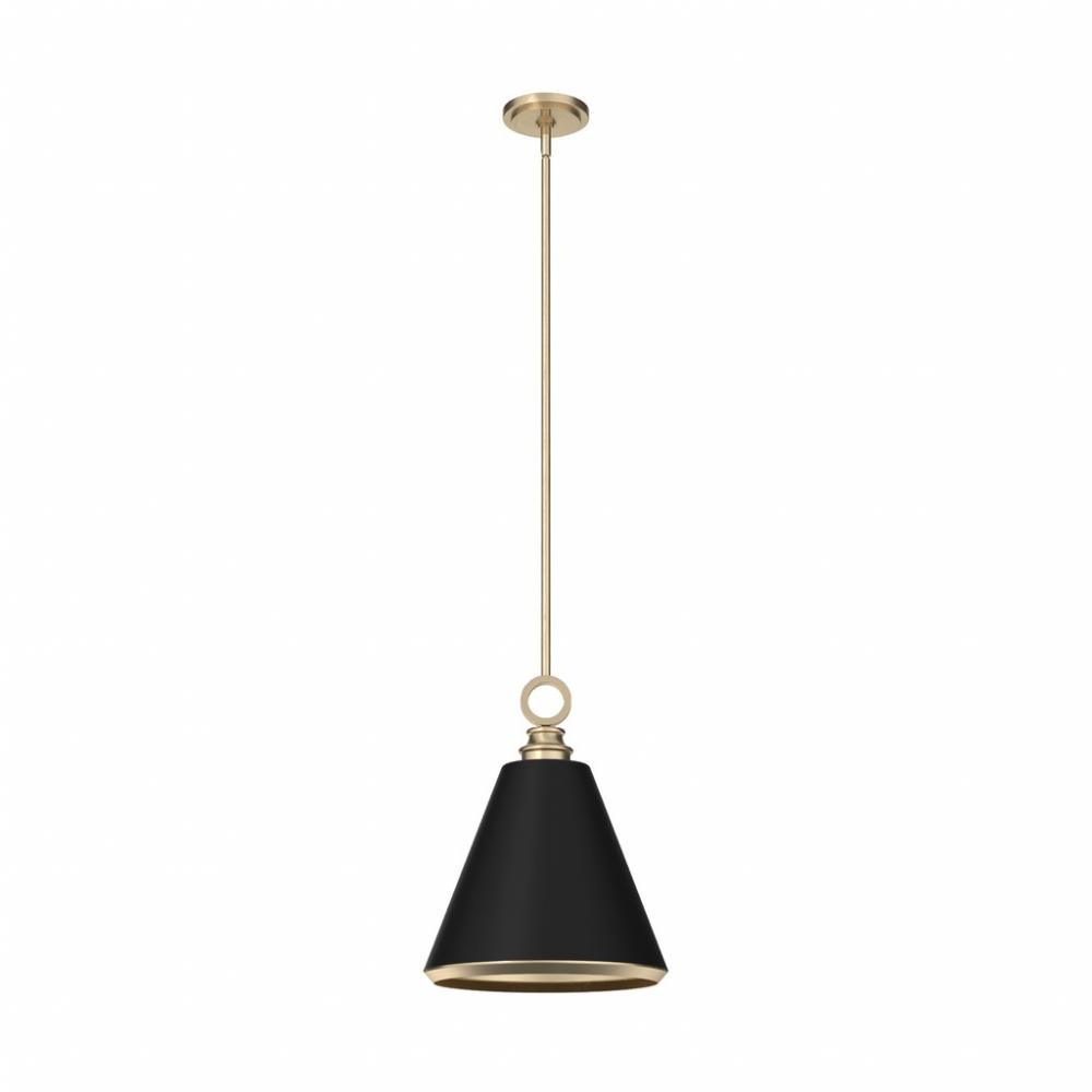 Hunter Klein Alturas Gold and Flat Matte Black 1 Light Pendant Ceiling Light Fixture