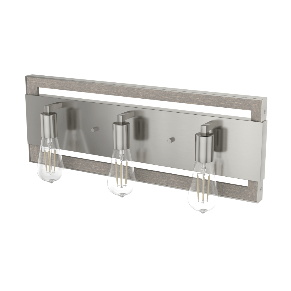 Hunter Woodburn Brushed Nickel 3 Light Bathroom Vanity Wall Light Fixture